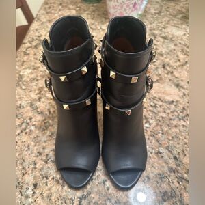 Valentino Garavani Rockstud Leather Open Toe Boots